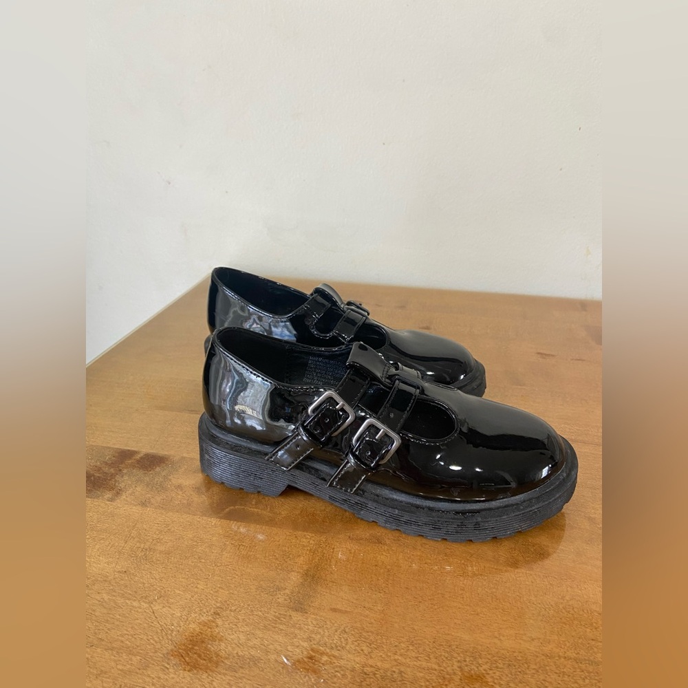 Target Art Class Kids Girls Black Patent Mary Jane Shoes with Double Straps
